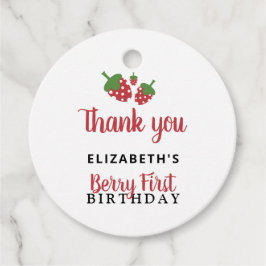 Budget Berry First Birthday Cute Strawberry Girl Gåvor Etiketter