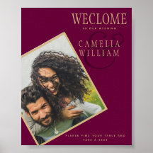 BUDGET Berry Guld Bröllop PHOTO Välkommen SIGN