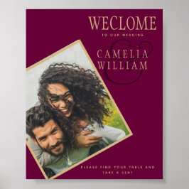 BUDGET Berry Guld Bröllop PHOTO Välkommen SIGN Poster