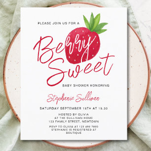 Budget Berry Söt Jordgubbs Baby Shower Inbjudan