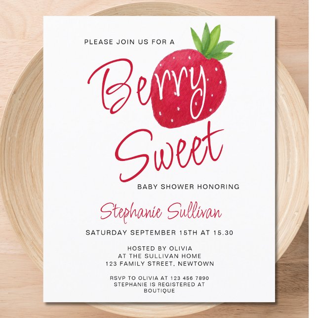 Budget Berry Sweet Baby Shower-inbjudan (Skapare uppladdad)