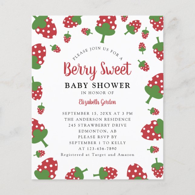 Budget Berry Sweet Baby Shower Strawberry Cute (Framsida)