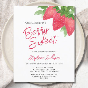 Budget Berry Sweet Strawberry Baby Shower Inbjudan