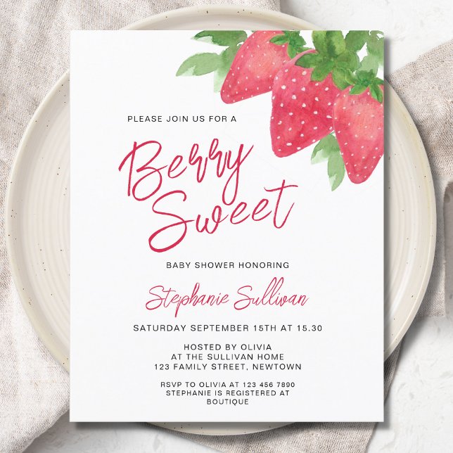 Budget Berry Sweet Strawberry Baby Shower Inbjudan (Skapare uppladdad)