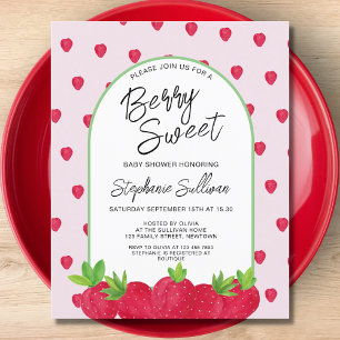 Budget Berry Sweet Strawberry Baby Shower Inbjudan