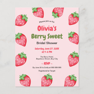 Budget Berry Sweet Strawberry Möhippa Inbjudan Flygblad