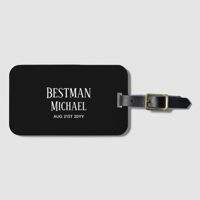 BUDGET Bestman Groomsman GIFTS Classic Black Bagagebricka (Framsida horisontal)