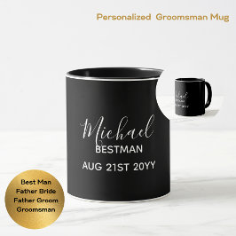 BUDGET Bestman Groomsman GIFTS Classic Black Mugg