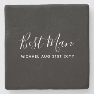 BUDGET Bestman Groomsman GIFTS Classic Black Stenunderlägg