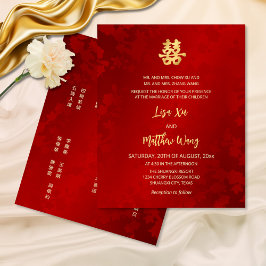 BUDGET Bilingual Red Guld China Bröllop