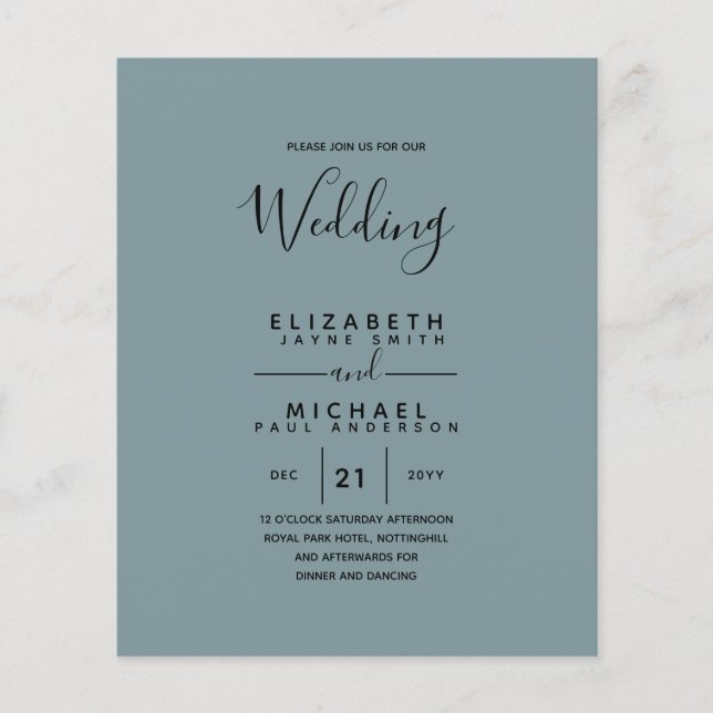 Budget Bilingual Spain BODA English Bröllop Flygblad (Framsidan)