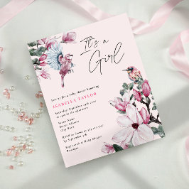 Budget Birds & Rosa Blommigt Girl Baby Shower