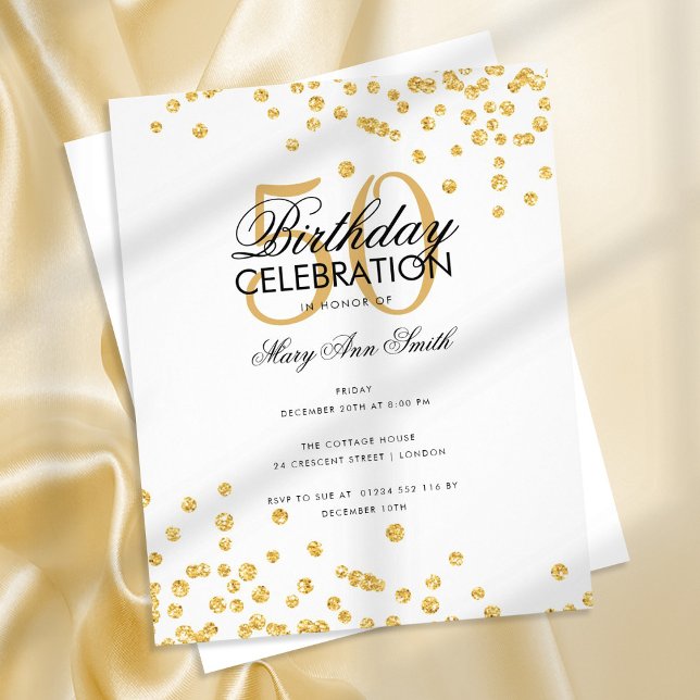 Budget Birthday Guld Glitter Confetti Flygblad (Skapare uppladdad)
