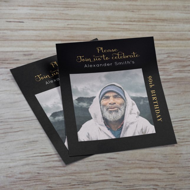 Budget Birthday-inbjudan, svart och Guld (Skapare uppladdad)