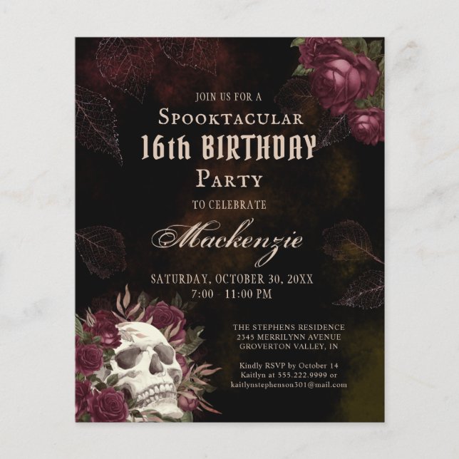 Budget Birthday Skull- och Ro Party-inbjudan (Framsida)