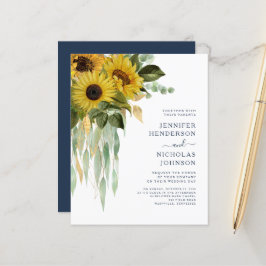 Budget Blå Blommig Solros Eukalyptus Bröllop