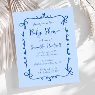 Budget Blå Handskriven Pojke Bebis Baby Shower Inb