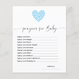 Budget Blå Hjärtas Bön för Baby Shower-kort