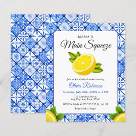 Budget Blå Mamas Main Squeeze Baby Shower Inbjudan
