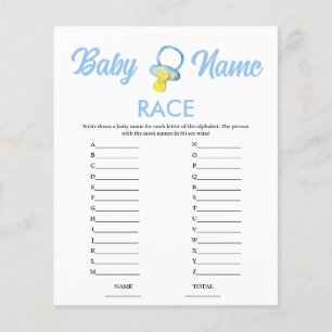 Budget Blå Namn Baby Shower Tävlingsspel