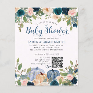 Budget Blå Rosenskära Blommig Pumpa Baby Shower