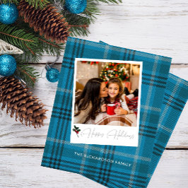 Budget Blå Rutig Direkt Foto God Jul
