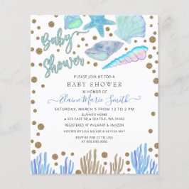 Budget Blå Snigelskal Strand Baby Shower inbjudan