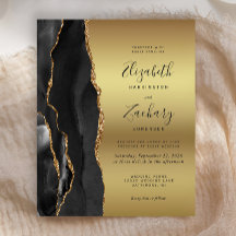 Budget Black Agate Guld Glam bröllopsinbjudan
