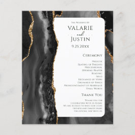 Budget Black Agate Guld Glitter Bröllopsprogram