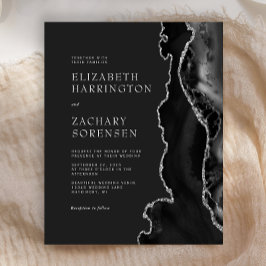 Budget Black Agate Silver bröllopsinbjudan