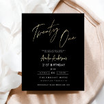 Budget Black and Guld 21:a födelsedag Flygblad<br><div class="desc">Firar att du vrider 21 i stil med en minimalistisk skript, svart och Guld födelsedagsinbjudan! Den här inbjudan innehåller eleganta svarta och guld-accenter, elegant-manustypografi och en ren, modern design, och anger tonen för ett sofistikerat firande. Perfekt för vilken plats som helst, från chic till intima sammankomster, kombinerar tidlös elegans med...</div>