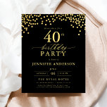 Budget Black and Guld skript 40:e födelsedagen Flygblad<br><div class="desc">Ställ in scenen för en elegant firande med en Svart och Guld-skript-födelsedagsinbjudan! Den här designen har ett lyxigt skript i guld på en slimmad svart bakgrund och är sofistikerad och färglös. Perfekt för födelsedagar i milstolpe eller andra snyggtar kombinerar den helt enkelt klassiskt elegans med modernt smak. Vare sig det...</div>