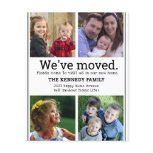 Budget Black and White 4 Photo Collage Flytta Card