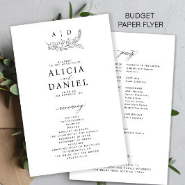 Budget black and white monogram wedding program