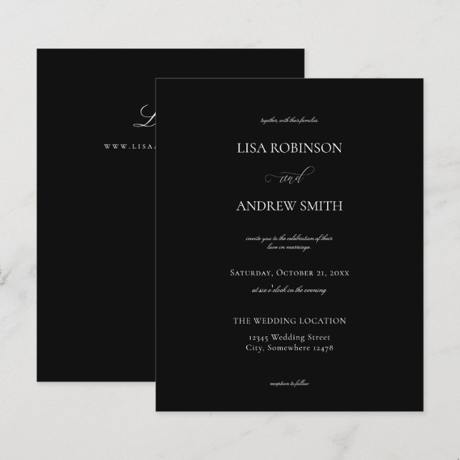Budget Black Calligraphy Bröllop (Fram/baksida)