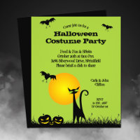 Budget Black Cat Halloween-inbjudan