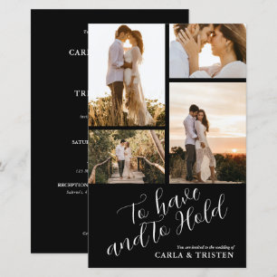 Budget Black Collage 4 fotobröllop - inbjudan