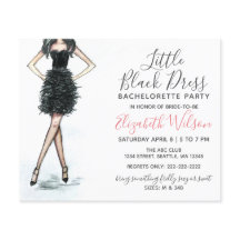 Budget Black Dress Bachelorette Party-inbjudan