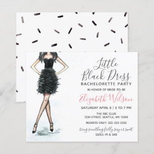 Budget Black Dress Bachelorette Party-inbjudan