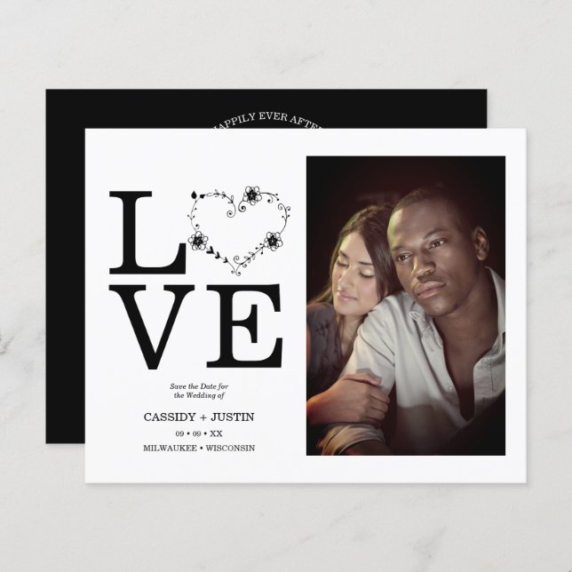 Budget Black Funny Blommigt Kärlek Heart Anpassnin (Fram/baksida)