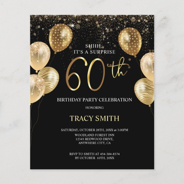 BUDGET Black Guld-ballonger 60:e överraskningsdage (Framsida)