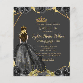 Budget Black Guld Blommigt Princess SWEET 16