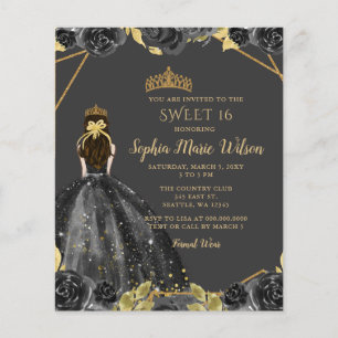 Budget Black Guld Blommigt Princess SWEET 16