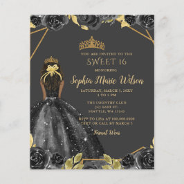 Budget Black Guld Blommigt Princess SWEET 16