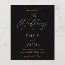 Budget Black Guld Bröllop Modern Typografi Flygblad