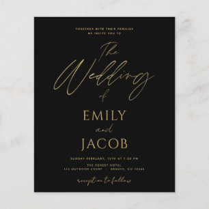Budget Black Guld Bröllop Modern Typografi Flygblad