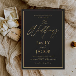 Budget Black Guld Bröllop Modern Typografi Flygblad