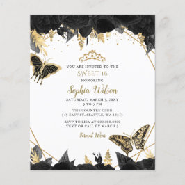 Budget Black Guld Butterfly SWEET 16-inbjudan