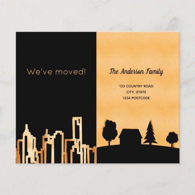 Budget Black guld City land flytta tillkännagivand (Framsida)