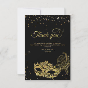 BUDGET Black Guld Glitter Masquerad Tack Anteckningskort